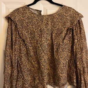 a.n.a Brown Flutter Sleeve Boxy Blouse